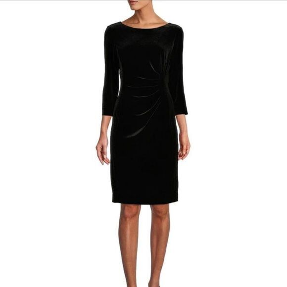 Preston & York Roselle Stretch Velvet Long Sleeve Dress
